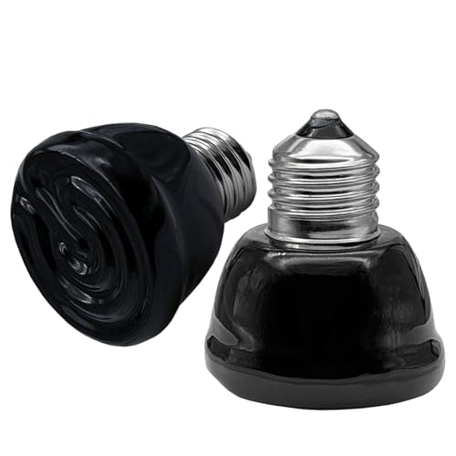 2Pcs 100W Reptile Heat Lamp Ceramic Emitter, Ceramic Heat Lamp for Cats, Chickens, Parrots, Reptiles and Small Animals (Black Mini 110V 100W) - color: Black Mini 110v 100w