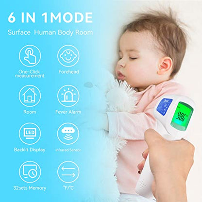 Berrcom Digital Non Contact Infrared Forehead Thermometer Contactless Thermometer 3 in 1 for Kids Infant Adult Fever Check Thermometer Temperature Gun for Baby - color: White