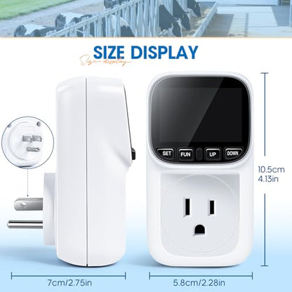 Plug in Thermostat Temperature Controlled, Heavy Duty 15A/1800W Thermostat Outlet Plug with LCD Display,-40°F~210°F Range & 0.1°F Accuracy for Aquarium Greenhouse Incubator