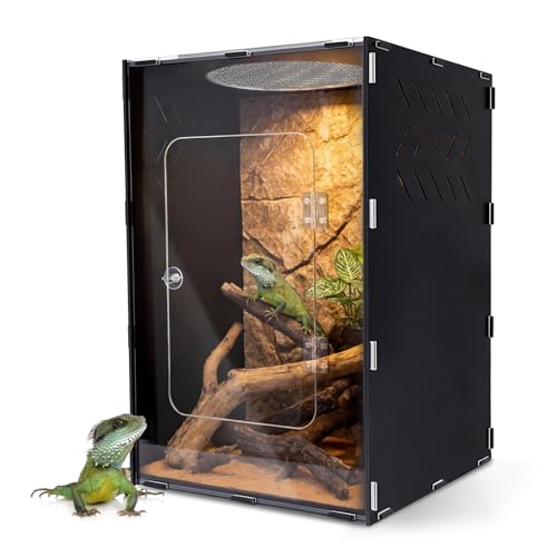 25 Gallon Reptile Tank Enclosure,16x16x24 Reptile Terrarium Acrylic Front Opening with Metal Translucent Mesh Top for Crested Gecko Lizards, Snakes, Chameleon