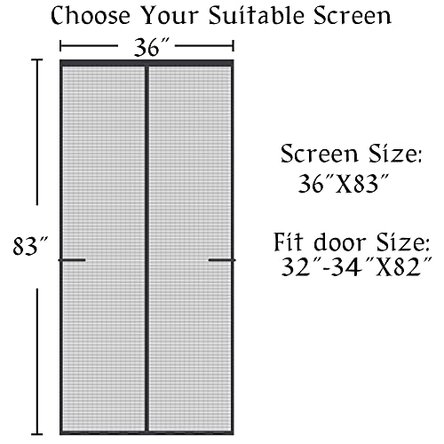 Mpmedo Magnetic Screen Door Upgraded-Model Full Strip Magnets,Fiberglass Heavy Duty Mesh Magnetic Door Screen,Full Frame Seal Retractable Mesh Insect Screens not of Metal - size: Fit Door Size To 34"x 82"