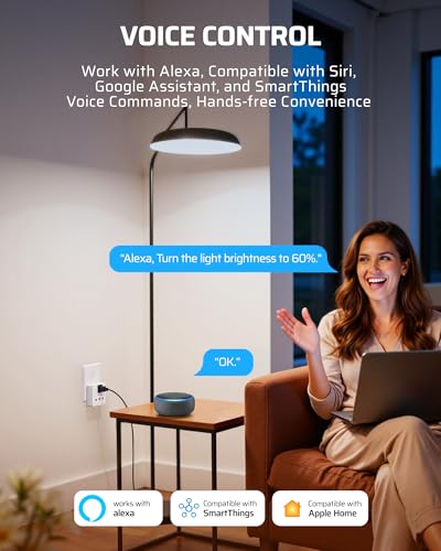 DEWENWILS Matter Plug in Dimmer Switch for Lamp, Works with Alexa, Compatible with Google Home & SmartThings APP Voice Wireless Dimmer Button Control, Dimmable LED/Tungsten Bulbs, 2.4G Wi-Fi, White - style: Matter+APP Remote Control