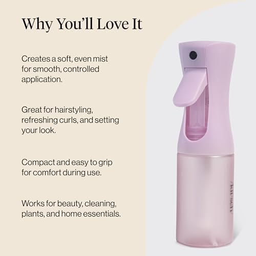 Kitsch Continuous Spray Bottle for Hair – Fine Mist Water Mister & Water Spray Bottle – Recycled Hair Spray Bottle – Spray Bottles for Cleaning, Styling, Plants & More – Sheer Violet, 150ml - color: Sheer Violet