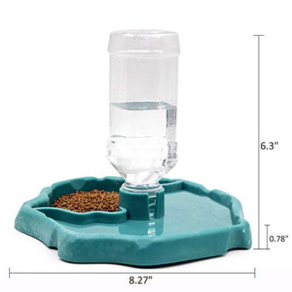 Automatic Reptile Feeder Reptile Food and Water Dish Bowl Bottle Tortoise Turtle Water Dispenser for Bearded Dragon Gecko Lizard (Blue) - color: Blue