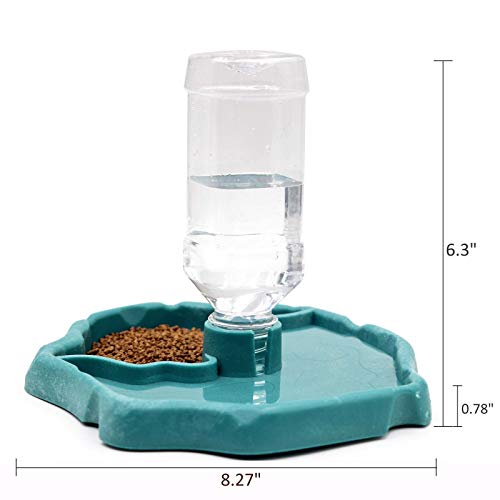 Automatic Reptile Feeder Reptile Food and Water Dish Bowl Bottle Tortoise Turtle Water Dispenser for Bearded Dragon Gecko Lizard (Blue) - color: Blue