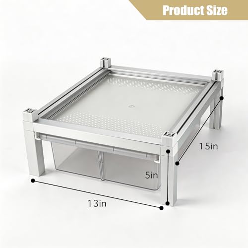 Stackable Reptile Rack Expansion Unit, 13x10x4 Inch Drawer Bin Habitat with Bin and Ventilated Lid, Modular Reptile Rack for Geckos, Snakes and Ground Reptiles – Stackable with 13x10x8 System - size: 13x10x4-add