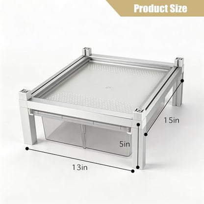 Stackable Reptile Rack Expansion Unit, 13x10x4 Inch Drawer Bin Habitat with Bin and Ventilated Lid, Modular Reptile Rack for Geckos, Snakes and Ground Reptiles – Stackable with 13x10x8 System - size: 13x10x4-add