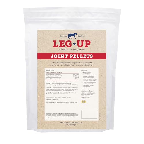 SmartEquine Leg Up Joint Pellets, 2 lb, 45 Servings | Joint Support Supplement for Horses | Glucosamine Chondroitin Sulfate and Antioxidant with No Added Sugar | Light Work Horses