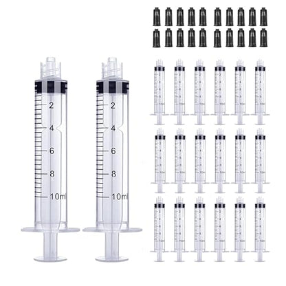 20 Pack 10 ml Syringe for Liquid Without Needle,Luer Lock Syringes with Cap, Individually Wrapped,Measurement for Scientific Labs,Measuring Liquids,Pet Feeding,Oil or Glue Applicator (B 20 Pack 10ml) Luer Lock - size: B 20 Pack 10ml