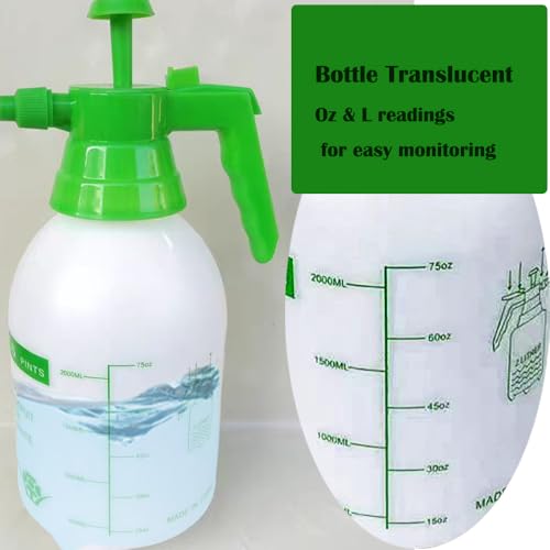 1/2 Gallon Handheld Pump Sprayer, 2 Pack Garden Pressure Sprayer with Adjustable Brass Nozzle, Multi-Purpose 75 Oz Water Spray Bottle Ideal for Watering, Fertilizing, Cleaning (White-2L) - color: White-2L