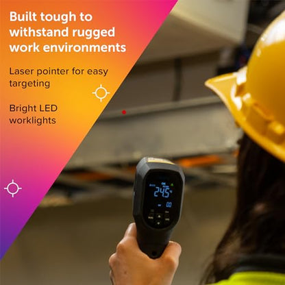 FLIR TG54-2 Infrared Spot Thermometer with Digital Readout: for Non-Contact Temperature Measurements up to 1,562 Degrees F | Non-contact, 20:1 distance-to-spot, color display, IP65, 3m drop, 9V battery (8hr), lanyard - style: TG54-2