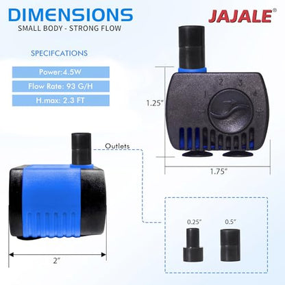 80 GPH Submersible Water Pump - Adjustable Quite Aquariums, Fountains, Hydroponics, and Pond Pump, 2.25 ft Lift, 4.5W - 3 Pack - color: Blue; 3 Pack, size: 80 GPH