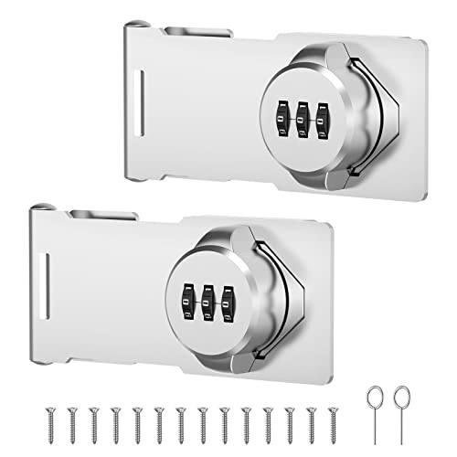 Mechanical Password Rotary Hasp Locks, Cabinet Locks with Combination, Door Security Latch for Small Barn Doors, Cabinets, Gate, Bathroom, Outdoor, Closet, Fence (2 Packs Silver) - color: 2 Packs Silver
