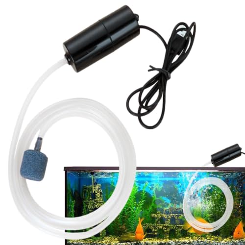 Tiny Water Pump | Mute Aquarium Pump with Uniform Air Bubble | 5V Fish Tank USB Portable for Fish Tanks Buckets Home Tanks - color: Black