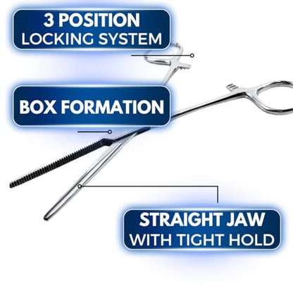 ADROIT 6" Straight Tip Hemostat Forceps | Stainless Steel Design | Small Teeth On Jaws | Locking Mechanism Built in | Great for Sewing, Fishing, Jewelry Making - size: 6", style: Straight