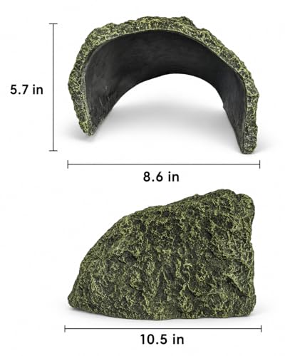 Oversize Resin Rock Reptiles Large Hideout Cave – Ideal for Turtles, Lizards, Bearded Dragons, Leopard Geckos, Snakes, Amphibians,Small Pets and Fish – Perfect for Aquarium and Terrarium Habitat Decor