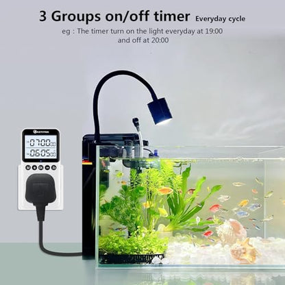 KETOTEK KTTS02 Digital Timer Outlet Plug in Timer Switch Socket Indoor Infinite Repeat Cycle Electrical Timer Switch, Countdown Timers for Lights,Aquarium,Pets Home Appliances
