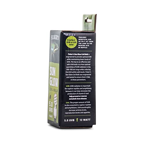 Fluker’s Sun Glow 5.0 UVB Fluorescent Coil Bulb for Tropical Reptiles, Reptile Heat Light Stimulates Natural Synthesis of Vitamin D in Captive Reptiles, 26 Watt - size: 26 Watts