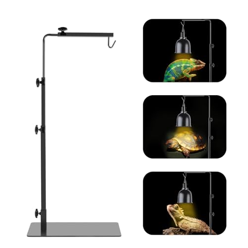 Reptile Lamp Stand, Adjustable 14-32 Inch Heat Lamp Stand, Reptile Light Stand Holder Lamp Hanging Bracket Metal Support for Glass Terrarium