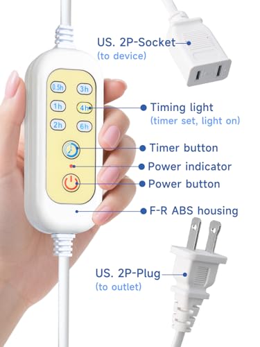 Extension Cord with Timer, 2 Packs, (Only auto-Off, Not self-Startup) | 6 Countdown Options, Auto Shut Off Timer for Phone Chargers, Electric Wax Warmer, Christmas Light, Floor Lamp, Reading Lamps - size: 2 Pack