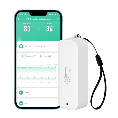 WiFi Thermometer Hygrometer: Smart Temperature Humidity Sensor with App Notification Alert, Data Storage Export, Calibrated Indoor Temperature Monitor, for Room Greenhouse Wine Cellar (1-Pack White) - color: White-1P