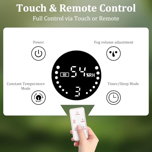 3L Reptile Fogger - Reptile Humidifier Fogger with Humidity Control Sensor, Timer & 3 Adjustable Mist Levels, Touch & Remote Control, Reptile Mister for Reptiles Amphibians Snake Herps
