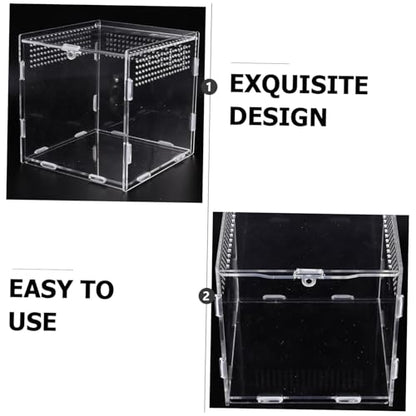 Toddmomy Acrylic Reptile Breeding Box Transparent Design Climbing Container for Turtles Spiders Snakes and Crabs Spacious Habitat for Feeding and Observation