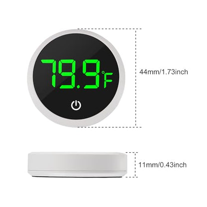 DORHEA 2Pcs Digital Aquarium Thermometer Fish Tank Digital LED Display Thermometer Fahrenheit Aquarium Temperature Sensor with LED Touch Screen for Aquarium Glass Containers Plant Reptile Turtle Tank - color: 2pcs round-white