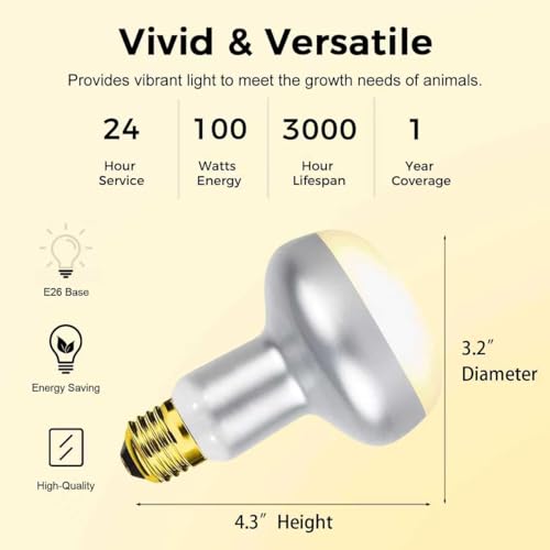Reptile Heat Lamp 100W, Intense UVA Basking Light Bulbs, Flat-Base Heat Emitter, Heat Lamp Bulb for Reptile Chick 2 Pack - style: Natural Basking Light Bulb 100W