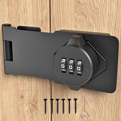 3-Digit Combination Lock, Black, Keyless, Zinc Alloy, Cabinet Door Latch, Easy DIY Installation, Wide Range of Uses - color: Black
