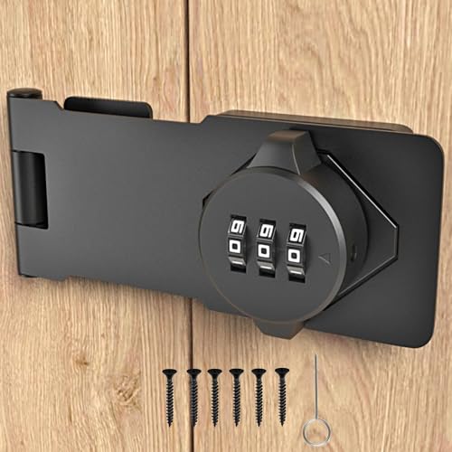 3-Digit Combination Lock, Black, Keyless, Zinc Alloy, Cabinet Door Latch, Easy DIY Installation, Wide Range of Uses - color: Black
