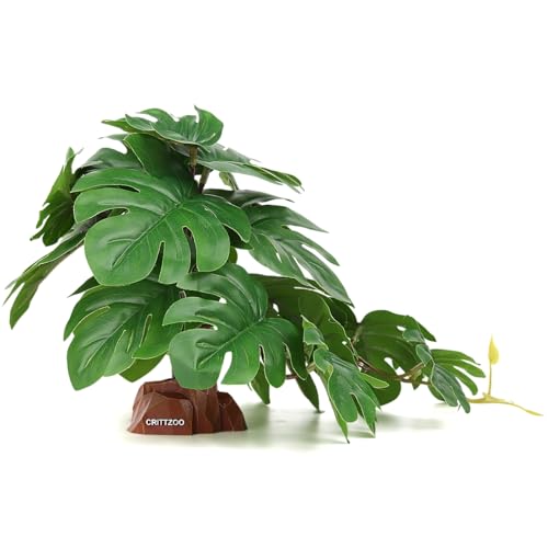 Reptile Fake Plants for Terrarium Decor, Snake Tank Accessories for Leopard Gecko Ball Python Bearded Dragon Crested Gecko Tortoise Frog Lizard Spider - Fake Monstera - color: Fake Monstera