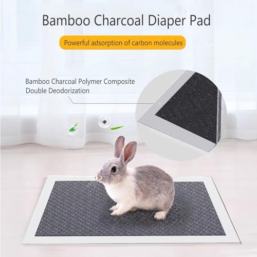 Guinea Pig Pee Pads, Disposable Rabbit Cage Liners, Charcoal Odor Controlling Absorbent Waterproof Pee Pads for Hamster, Bunny, Ferret, Chinchilla and Other Small Animals (18" x 13", 120 PCS) - size: 17.7" x 12.9" - 120PCS