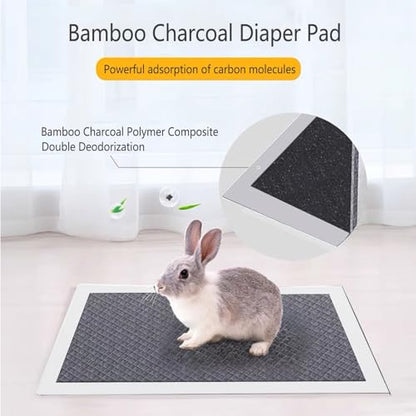 Guinea Pig Pee Pads, Disposable Rabbit Cage Liners, Charcoal Odor Controlling Absorbent Waterproof Pee Pads for Hamster, Bunny, Ferret, Chinchilla and Other Small Animals (18" x 13", 100 PCS) - size: 17.7" x 12.9" - 100PCS