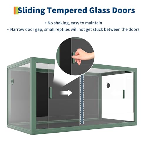 4x2x2 Reptile Enclosure Terrarium, 120 Gallon Bearded Dragon Tank with Tempered Glass Doors, Snake Enclosure, Aluminum Frame & Screen Top, Stackable, Easy Assemble Green