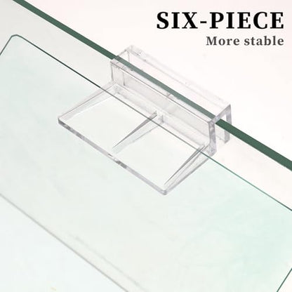 Sliverdew 6 PCS Aquarium Lid Clips, 10 mm Clear Acrylic Fish Tank Lid Holder Aquarium Hoods Support Clamps for Rimless Fish Tank Glass Top - for Thickness 10mm - size: for 10mm thickness