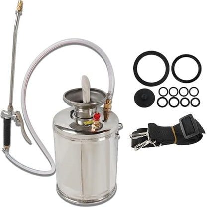 HOSTIC 1 Gallon Stainless Steel Sprayer Hand Pump Sprayer with Pressure Gauge Valve Adjustable Nozzle for Gardening Lawn and Cleaning - size: 1 Gallon