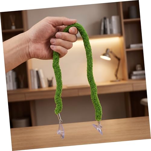 VANZACK Bendable Plush Climbing Rope with Suction Cup Hook for Reptile Tank Habitat, Versatile Artificial Vine Decoration for Leopard Gecko and Lizard Terrarium