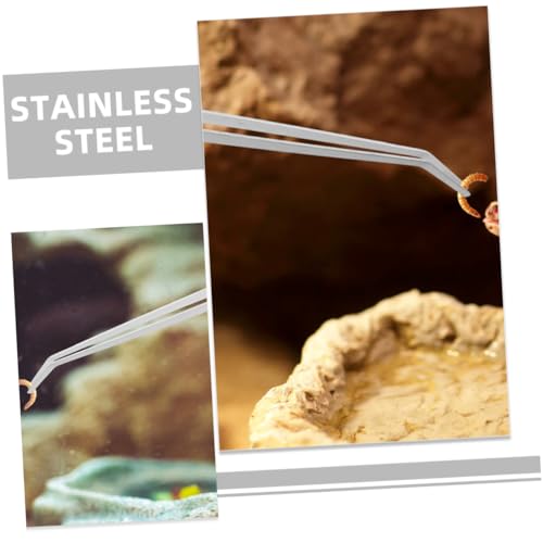 LIOOBO 2pc Reptile Feeding Tongs Stainless Steel Tweezers Long Handle for Terrarium Aquarium