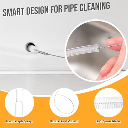 10PCS Drain Snake Kit, 63" Heavy Duty Plumbing Auger, 60" Sink Snake Brush, 20" Clog Remover, 18" Cleaning Brush with Gloves, Pipe Cleaner for Kitchen Sink, Bathtub, Toilet, Sewer Drainage - style: 10SET Light Duty