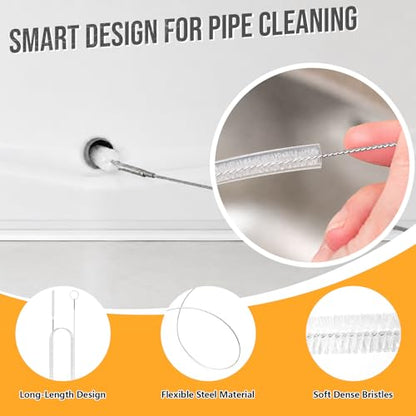 Drain Snake Clog Remover—60inch Sink Snake Brush,20inch Multi-tooth Clog Remover,18inch Cleaning Brush,Drain Auger Cleaner Tool Set for Bathtub,Fish Tank,Sewer,Kitchen Sink,Drainage Pipe(7PCS) - style: 7SET Light Duty