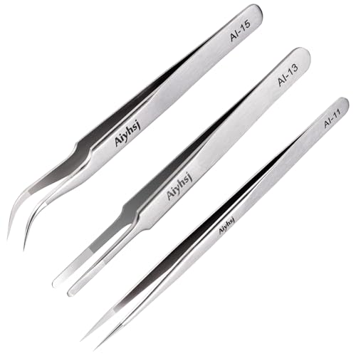 3PCS Precision Tweezers Set, Upgraded High-end Stainless Steel of Tweezer for Craft, Electronics, Soldering, Model, Laboratory Work, Jewelry-Making - style: Set