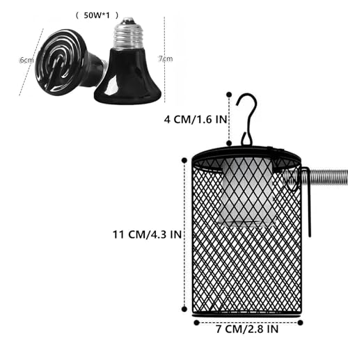 Playful Paws Ceramic Lamp and Lampshade Bird Heaters for Caged Birds with 50W Reptiles Heat Lamp Bird Warmer and Rabbit Hutch Heater (Push Switch) - color: Push Switch