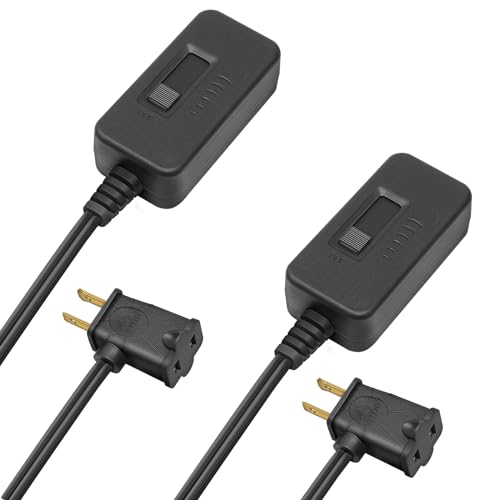 DiCUNO Table-Top Plug in Lamp Dimmer Switch for Table/Floor Lamps, UL Listed, Slide Control, Works with 100 Watt Dimmable LED/CFL and 300 Watt Incandescent/Halogen, 3.3ft Cord, Black, 2-Pack - color: Black, size: 2-Pack