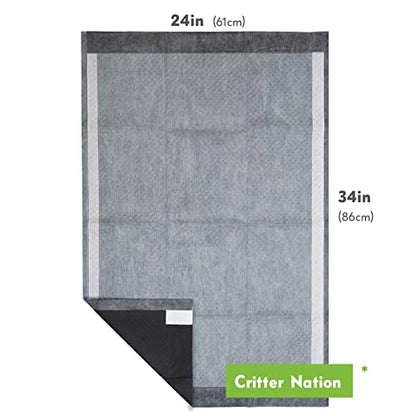 Paw Inspired Disposable Guinea Pig Cage Liners | Bamboo Charcoal Odor Controlling | Super Absorbent Liners Pee Pads for Ferrets, Rabbits, Hamsters, and Small Animals (34x24 (Critter Nation) -12 ct) - size: 34x24" (Critter Nation) -12 ct