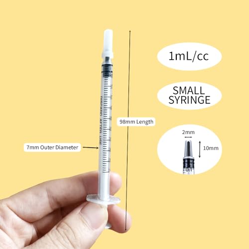 50 Pcs 1ml Syringes with Caps Oral Dispenser Individually Sterile Warpped for Medicine Dropper, Colostrum Collect Feeding Pets, Liquid