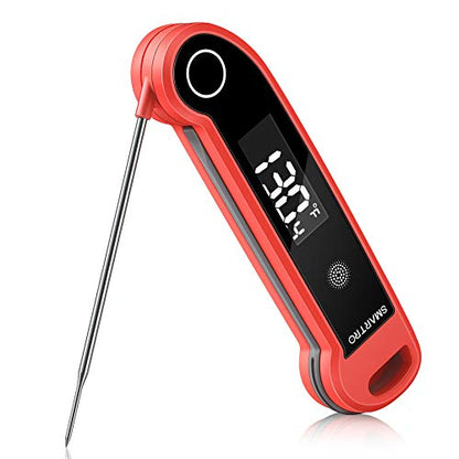 SMARTRO ST49 Digital Thermocouple Instant-Read Meat Thermometer with Ambidextrous Backlit for Food, Grilling, BBQ, Kitchen Cooking, Oil Deep Frying and Candy - color: Red