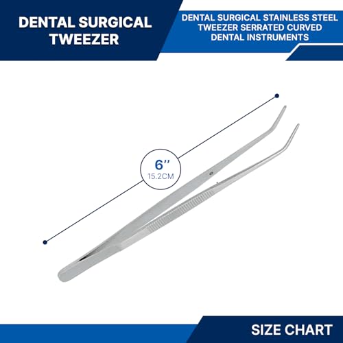 Stainless Steel Tweezers, with Curved Serrated Tip Multipurpose Tweezers Sewing Machine Tweezers Forceps for Craft Repairing (1)