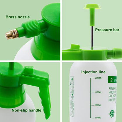 68oz Garden Pump Sprayer, 2L Hand Pressure Sprayer Bottle, 0.5 Gal Lawn Adjustable Sprayer for Plant Mister Spraying Weeds Home Cleaning Watering (Green) - color: Green
