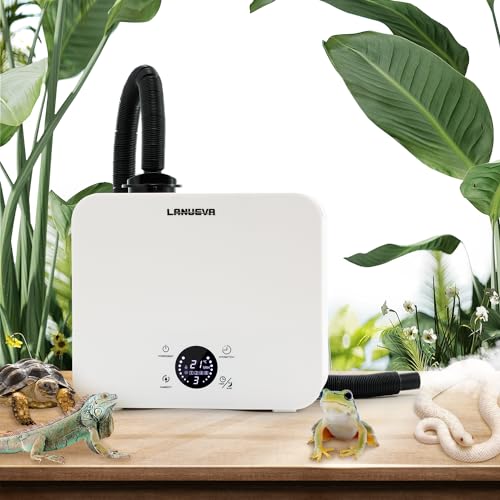 LANUEVA Reptile Humidifier, Quiet Reptile Fogger for Terrariums with Telescopic Hose & 2.5L Tank, Remote Control & Touch Screen, Timing Function, for Reptiles, Green Plants, Home Use